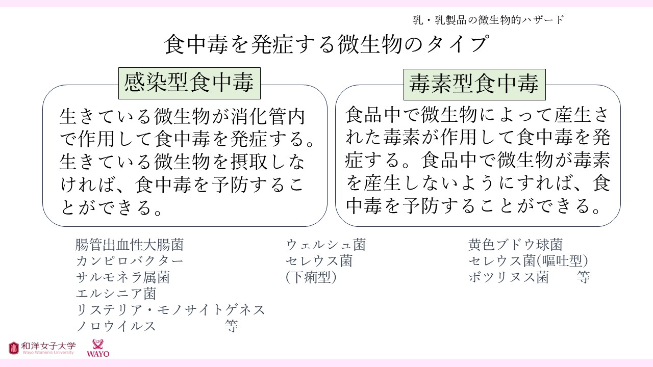 食中毒を発症する微生物のタイプ